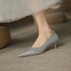 Shoes for Woman Blue Women's Summer Footwear Black Formal with Medium Heels Stilito Chic and Elegant Genuine Mark Shoe