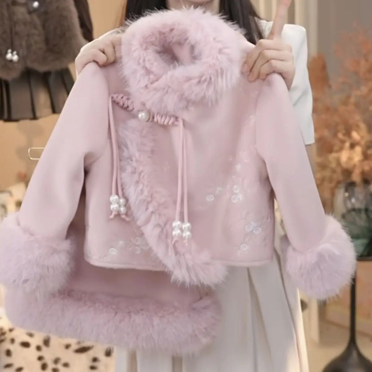 Girls' Winter Embroidery Chinese Style Clothing Set 2026 New Chinese Style Children's Fashion Coat Half Skirt 2-Piece Set LI638
