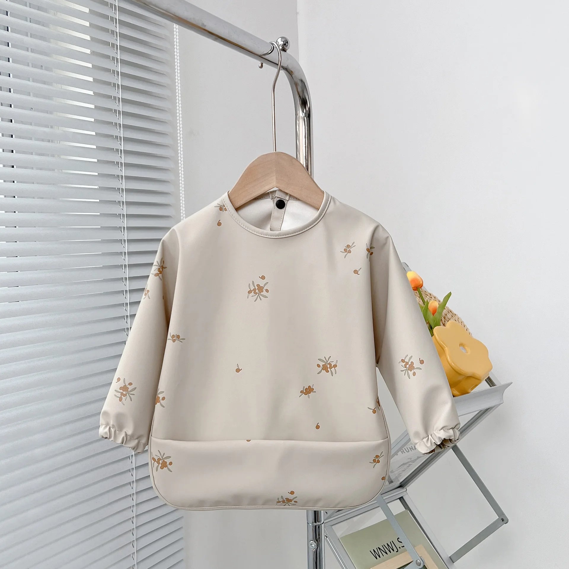 2025New Solid Color Painting Smock Baby's Soft Waterproof Long Sleeve Art Smock Feeding Bib Apron for Kids Accessories