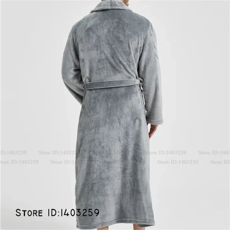 Winter Thicken Flannel Long Robe Couple Sleepwear