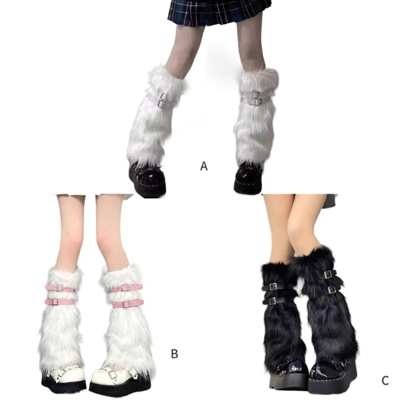 Faux Furs Leg Warmer,Warm Soft Cozy Fuzzy Leg Warmer Boot Cuffs Cover for Women Party Costumes Boot Sleeves Boot Covers
