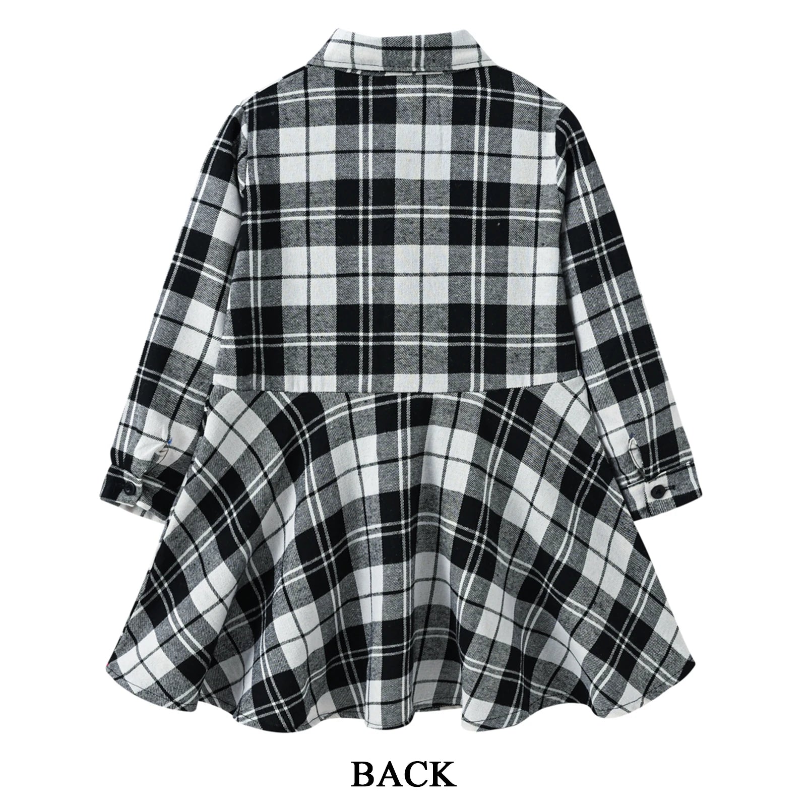 Girl's Shirt,Long Sleeve Girls Checked Dress,Fashion Sweet Teens Blouse,Lapel Letter Print Children's Plaid Tops,Princess Dress