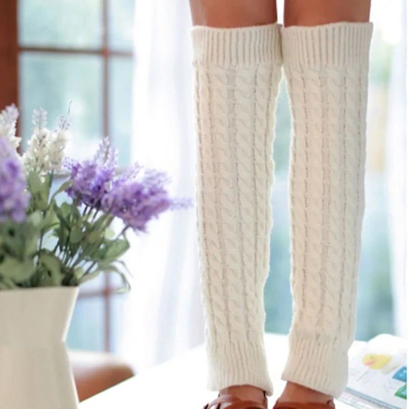 New Women Autumn And Winter Legwarmers Kapron Hemp Flowers Kneepad Leg Warmer Female Girls Pile Heap Socks Sports Safety