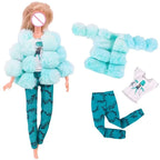 Girl Doll Clothes 3PcsPlush Coat Jacket+ Dress Skirt/ Pants Clothing for 30cm Doll Clothes Doll Accessories Girl`s Toy
