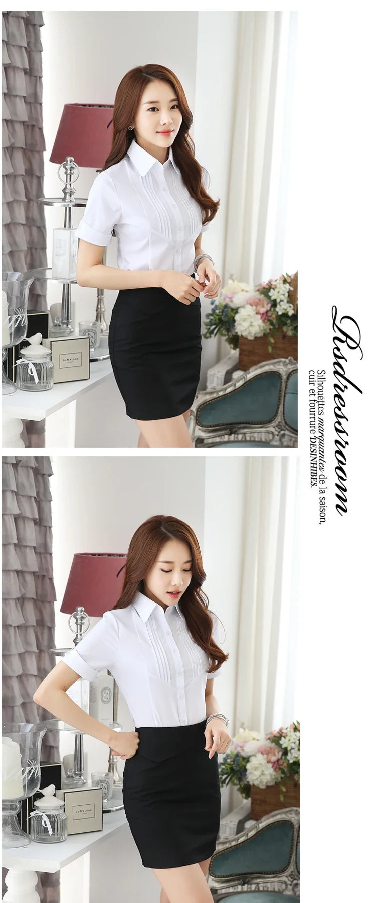 White Shirt Women Short Sleeve Blouse                                                                                             Working Clothes 2024 Summer Sweet Womens Tops Button Up Shirts OL Elegant Female Clothing