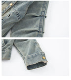 Cowgirl Streetwear Blue Denim Jacket Girl Harajuku Washed Distressed Jacket For Kids Child Gothic Punk Ripped Jeans Coat 5-14 T