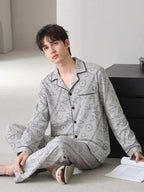 Men's Pajamas Can Be Worn Outside in Spring and Autumn, Cardigan Long-Sleeved New Casual Home Wear Men's Autumn and Winter Suits