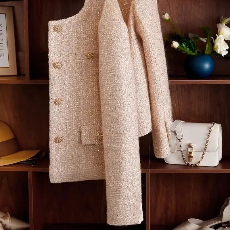 Jacket Women's Autumn 2025 New High-end Temperament Socialite Short Slim-fitting Casual Tweed Top