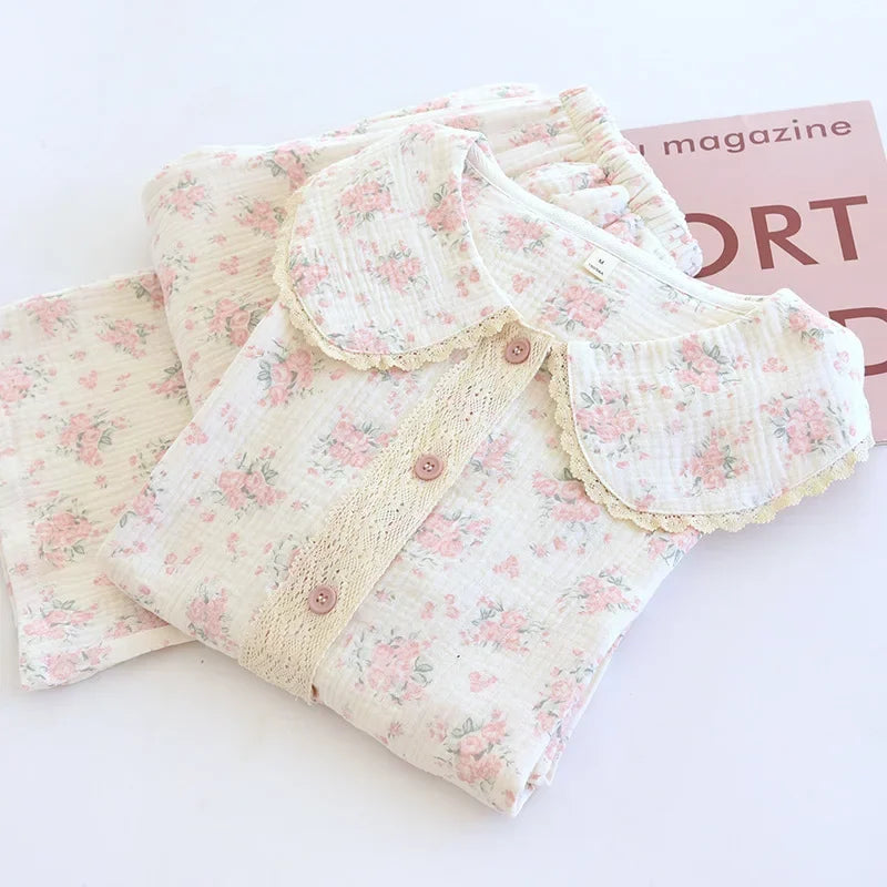 Pajamas for Women Spring and Autumn Sweet Cartoon Printed Cute Home Clothes Round Neck 2025 Long Sleeved Pants Two-piece Set