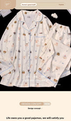 Postpartum Clothing Cartoon Bear Autumn Long Sleeve Outerwear Pajama Women Set Home Clothes Maternity Ladies Sleepwear Hoemwear