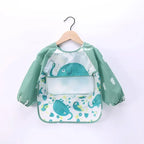 Baby Boys Girls Burp Cloth Banana Bibs for1-3Year Long Sleeve Scarf Waterproof Toddler Art Smock Feeding Bib Apron Pocket Infant