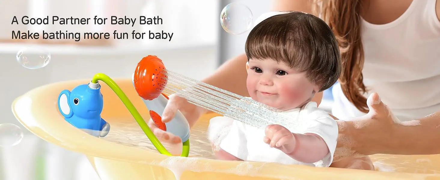 Baby Bath Shower Head Toys for Kids Ages 2-4, Bath Toys for Infants with Elephant Water Pump for Kids 3-5, Kids Bath Toys