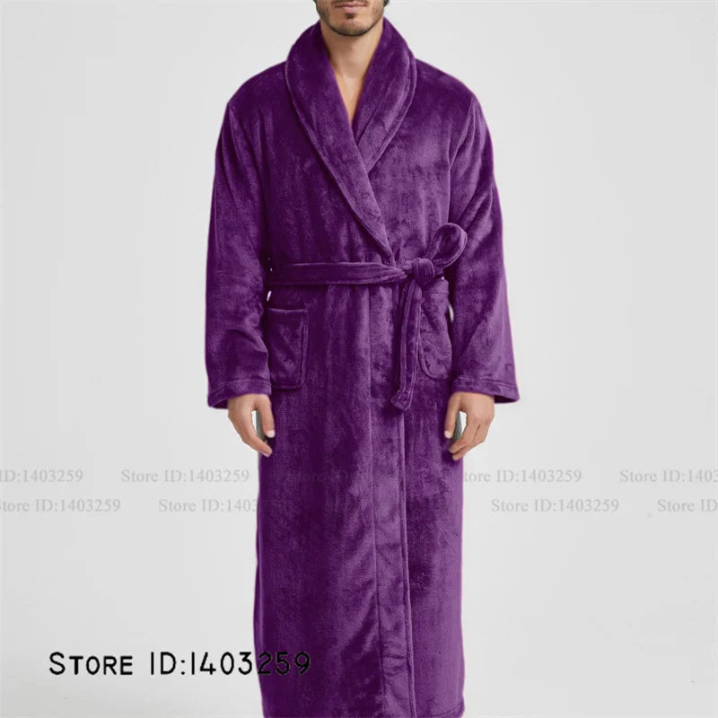 Winter Thicken Flannel Long Robe Couple Sleepwear