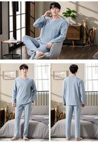 Fashion Lounge Pajamas Sets Men's Spring New Long-sleeved Tops with Trousers Cotton Homewear Comfort Simple Sleepwear Two Pieces