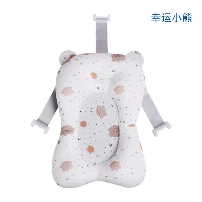 Baby Shower Bath Tub Pad Non-Slip Newborn Bathtub Mat Safety Nursing Foldable Support Comfort Body Cushion Mat Pillow Cartoon