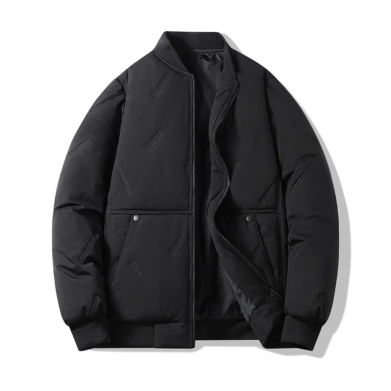Men's Jacket  Autumn Winter sual Coat Thickened Warm Comfortable Breathable CaOutdoor Solid Color Windproof Zippered Jacket