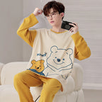 Men's Pajamas Spring Autumn 100% Cotton Youth Pajamas Student Suits Fashionable Sweet Cartoon Home Clothes For Men