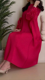 YUDX Hot Sales 2024 Summer New Pleated Formal Dresses for Women Mesh Petal Sleeve Solid Evening Party Long Maxi Dresses