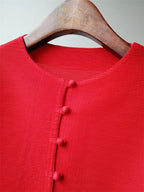 Woman Clothing T-shirt Bat Sleeves Loose and Pleated Small Jacket Women's Single-breasted Pocket Design Pleated Semi-Turtleneck