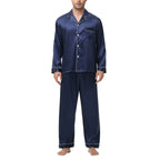 Men Pajamas Set Silk Satin Sleepwear