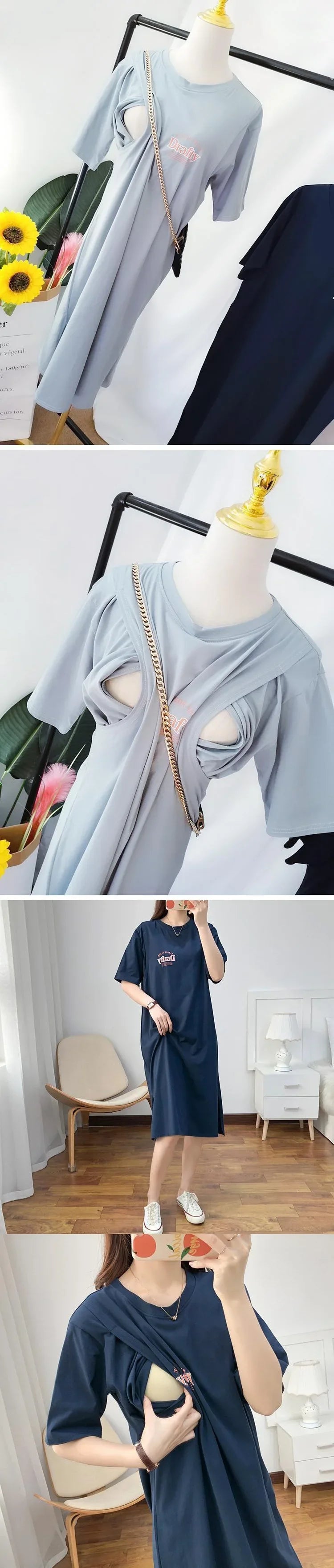 Breastfeeding Dress Home Clothes For Women Summer Maternity Nursing Dresses Pregnant Loose Casual Feeding Clothing Pregnancy