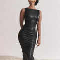Women's Dress Autumn New PU Leather Skirt Split Long Dress Women's Wear Now