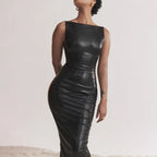 Women's Dress Autumn New PU Leather Skirt Split Long Dress Women's Wear Now