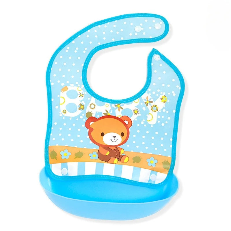 Baby Bib Waterproof Cartoon Newborn Feeding Soft Edible Aprons Baby Adjustable Burp Scarf