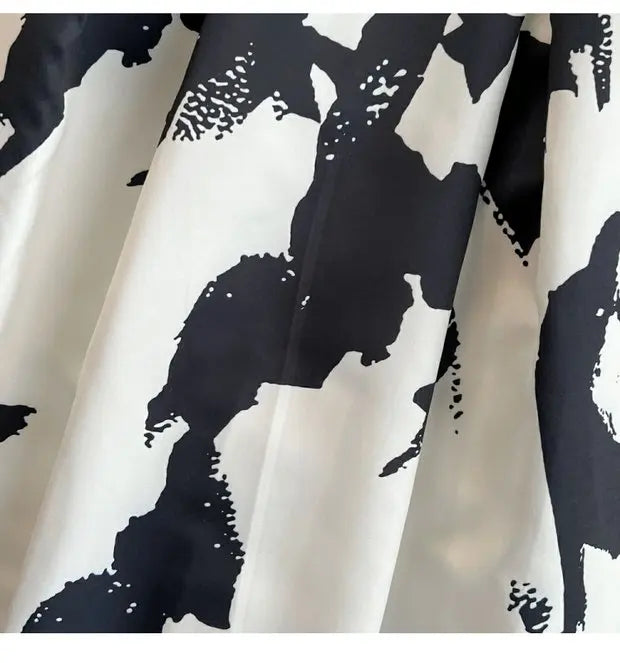 Faionable Ele Vest Long Dr High Waist Slim A-Line Print Maxi Skirt round Ne Svel Women's Summer Dr
