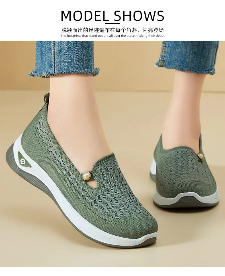 Shoes for women 2025 Spring Autumn hot casual shoes with soft soles lightweight single shoe for women breathable mother shoes