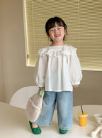 New Kids Jeans 2-6 Years Childrens Loose Wide Leg Pants Girls Simple Solid Color Trousers Fashion Jeans