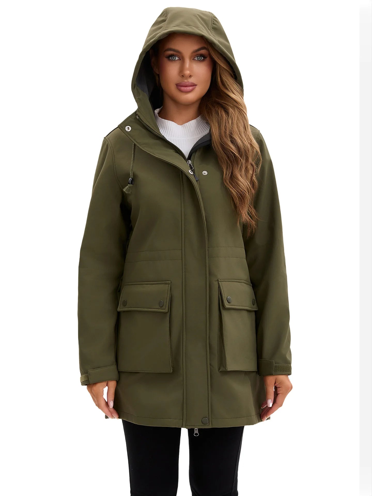 Waterproof Autumn Women's Mountaineering Coat Solid Big Pockets Hooded Loosse Female's Jacket Windproof Thermal outwear For Lady