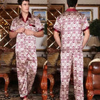 New Male Pajamas Set Homewear Print Short Sleeve