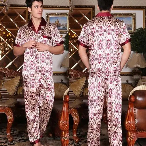 New Male Pajamas Set Homewear Print Short Sleeve