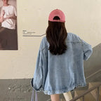 Denim Jacket Women 2025 Spring and Autumn New Style Lazy Style Harajuku Design Loose Versatile Jacket Top for Small People