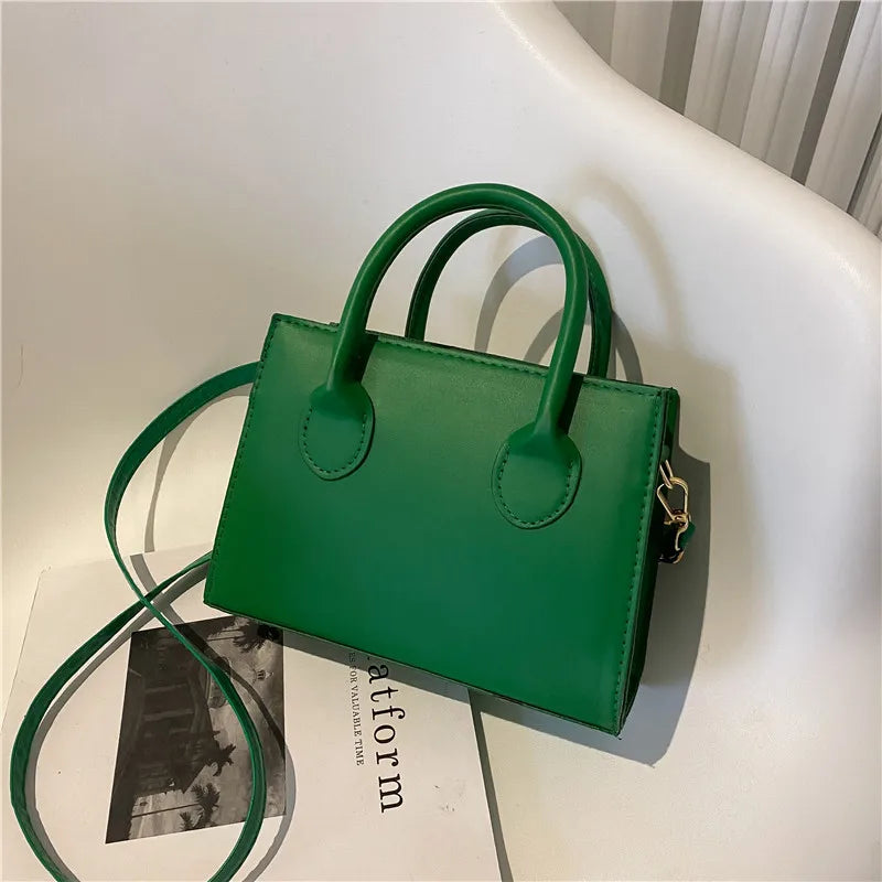 Elegant Black Handbag with Dual Handles, Chic Crossbody Bag, Retro Stylish Tote Small Bag for Women Girls Daily Use, Work, Party