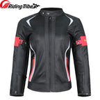 Woman Lady Girl Motorcycle Jacket Summer Breathable Motorbike Armor Coat with 5pcs Protective Pads and Waterproof Liner JK-52