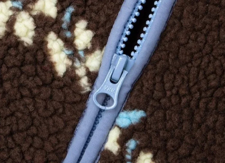 Girl's Winter Coat Floral Jacquard Lamb Fur Thickened Stylish Autumn Winter Toddler Kids Cotton Jacket