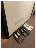 2025 Women Slip on Casual Loafers Chunky Heel Shoe Soft Moccasins Footwear New Fashion Split Toe Shoes Zapatos De Mujer