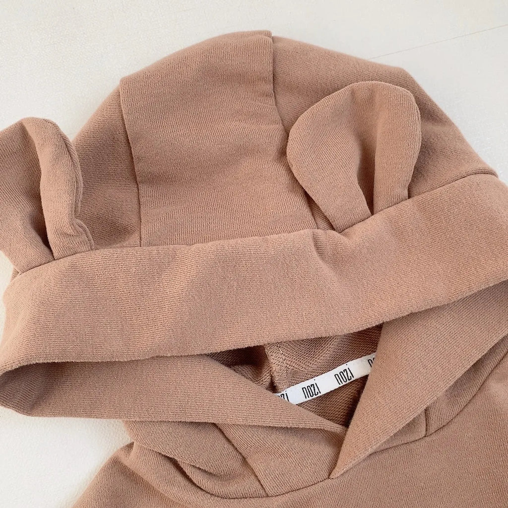 2024 Spring New Baby Boy Bear Hooded Sweatshirt Toddler Girls Cotton Clothes Embroidery Tops Kids Hoodies Outwear