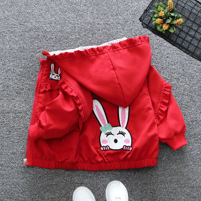 Girls Hooded Jacket Fashion Spring Autumn Long Sleeve Outwear Coat Kids Cartoon rabbit Coat Children Clothing 1 2 3 4 5 6 Years