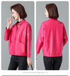 New Women Casual Loose Leather Jacket Spring Autumn Fashion Turn-down Collar Single Breasted Short Leather Motorbike Jacket