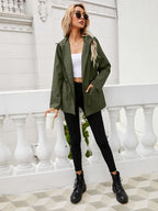 Hooded Zipper Waist Waterproof Raincoat Outdoor Sports Mountaineering Coat Women