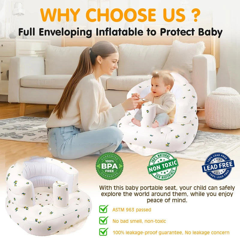 Children Inflatable Sofa,Blow Up with Built in Air Pump,Inflatable Baby Sofa for Babies 3 Months & Up,Baby Seats for Infants