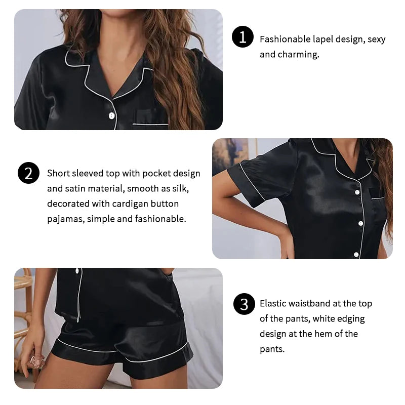 Women's Pajamas Set Satin Sleepwear