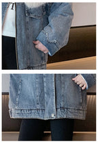 junior girl winter jackets vetement enfant fille Thickened inner rabbit fur denim jacket teenr outerwear kids warm coat overwear