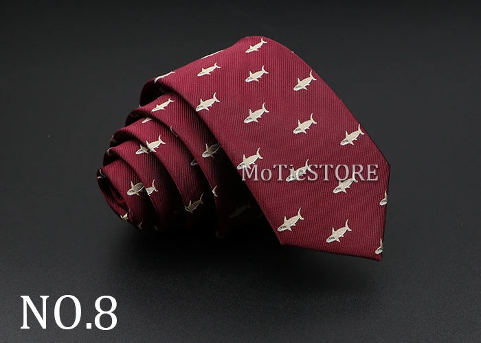New Design Animal Tie For Men Polyester Woven Necktie Ladybug Dog Dinosaur Shark Jacquard Fashion Party Wedding Gravata Ties