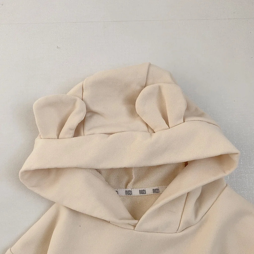 2024 Spring New Baby Boy Bear Hooded Sweatshirt Toddler Girls Cotton Clothes Embroidery Tops Kids Hoodies Outwear