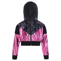 Girl Hooded Tops Long Sleeve Zipper Jacket Fashion Print Short Jacket Casual Coat Outerwear Jazz Dance Performance Costume
