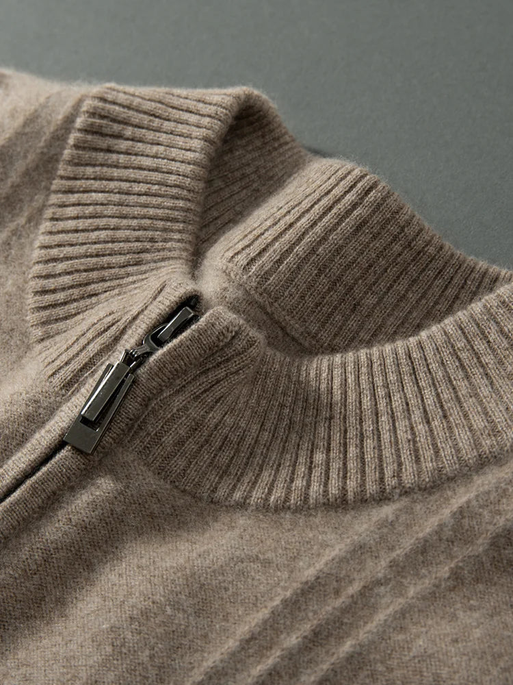 Men's Sweater Pullover Autumn Winter Sweater Warm Clothing 100% Cashmere Business Long Sleeve Classic Quality Mock Neck Knit Top